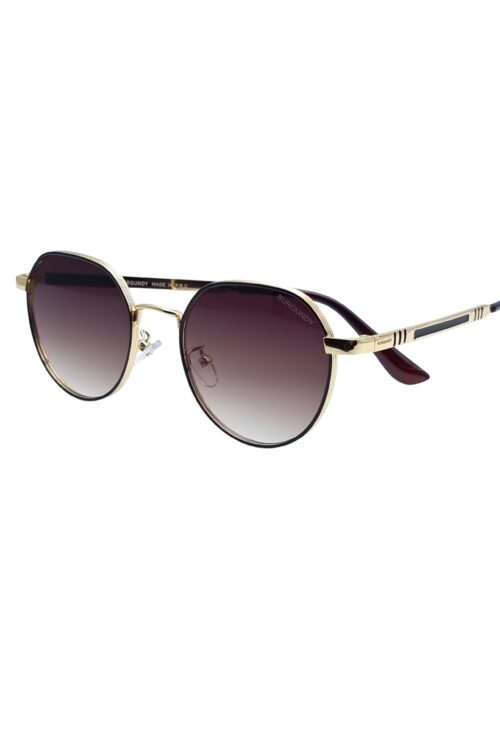 BURGUNDY  Metal Unisex Round Sunglasses